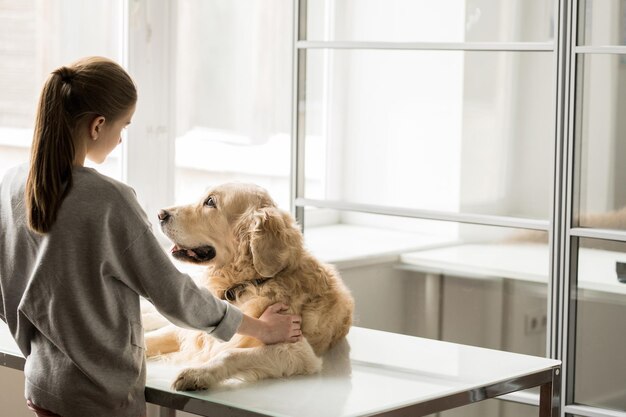 写真 ペットと一緒にいる女の子