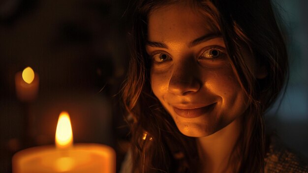 Photo a girl with a lit candle in her hand