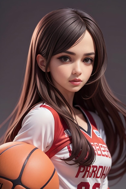 Девушка с длинными волосами в баскетбольной одежде баскетбольная малышка чирлидер красивая милая женщина спорт