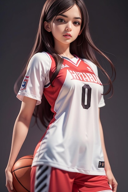 バスケットボールの服を着た長い髪の女の子バスケットボール赤ちゃんチアリーダー美しいかわいい女性スポーツ