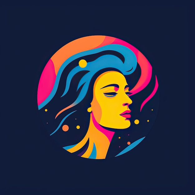 girl with long hair in the night logo
