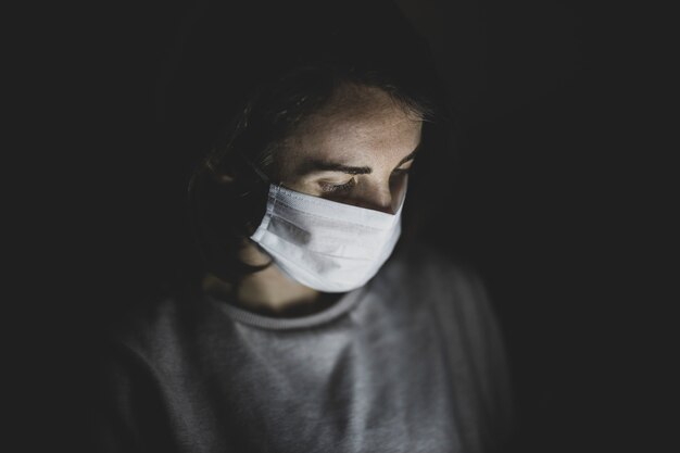 Girl with mask to protect her from Coronavirus