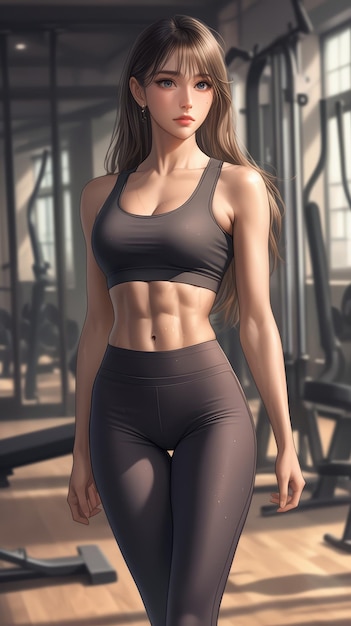 a girl with a muscle shirt on and a black bra on the bottom