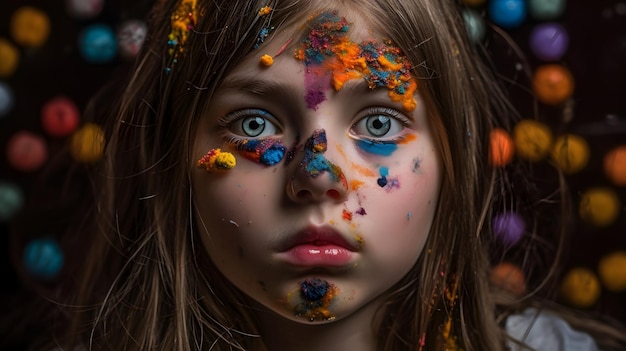 A girl with paint on her face