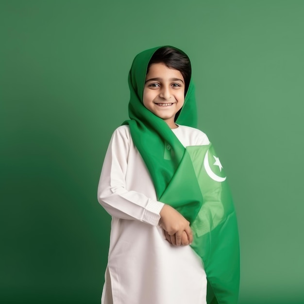 Girl with Pakistan Flag