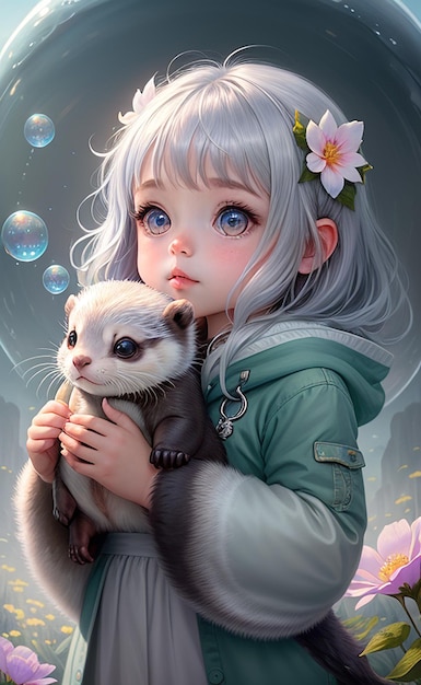 Girl with a panda bear