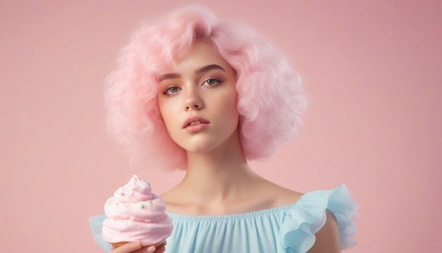 Girl with pastel pink hair teenage dream inspired look