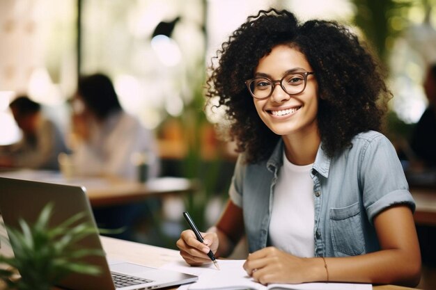 Foto una ragazza con una penna in mano sta scrivendo in un quaderno con una penne in mano