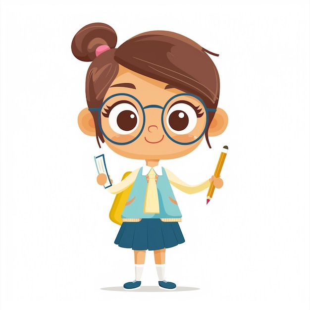 a girl with a pencil and a pencil in her hand