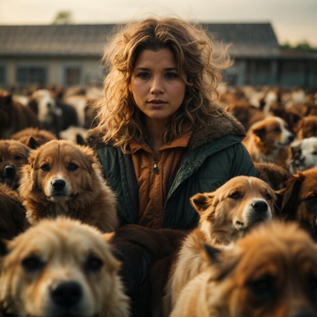 girl with pet dog