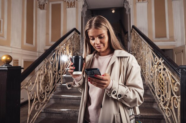 A girl with a phone in her hands