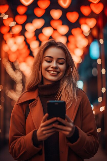 a girl with a phone on the street