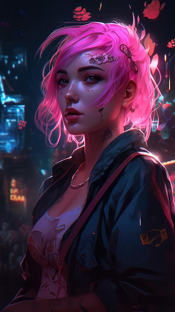 Girl with pink hair and a jacket