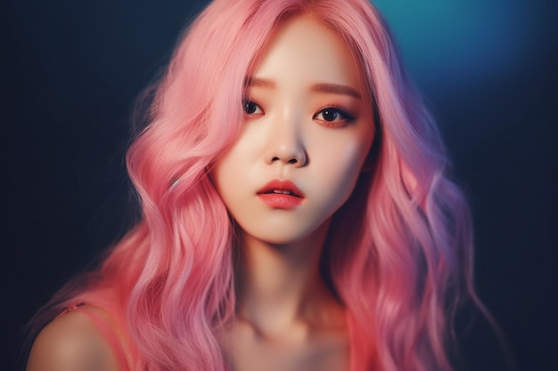 Girl with pink hair and pink hair