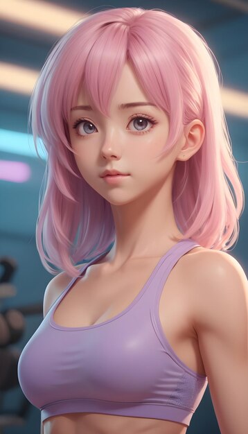 Photo a girl with pink hair and a pink hair