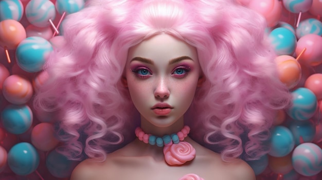 Premium AI Image | girl with pink hair