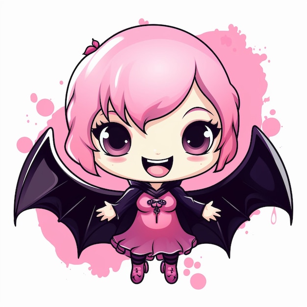 a girl with a pink hairdo holding a bat