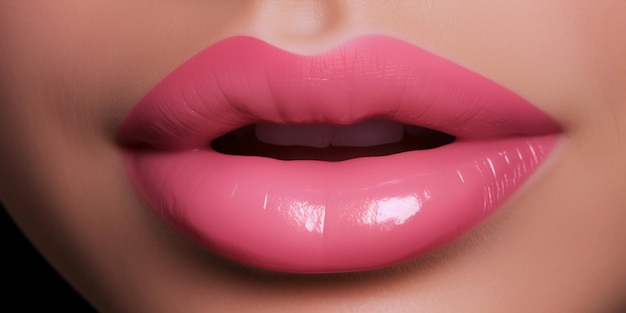 A girl with pink lips