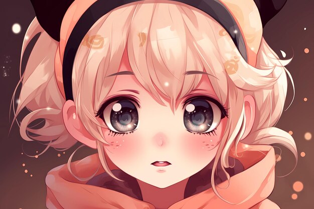 A girl with a pink scarf and orange hat