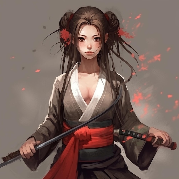 a girl with a red bow and a black belt with flowers on her head