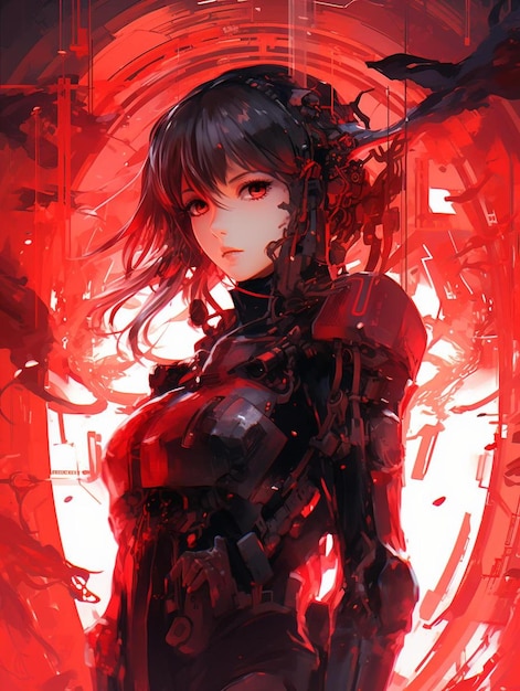 Premium AI Image  An anime style image of a cyberpunk girl wielding a  katana