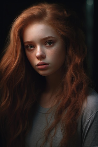 A girl with red hair and a gray shirt