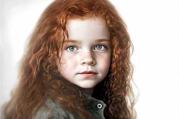 A girl with red hair and green eyes