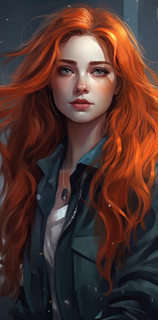 A girl with red hair and a jacket