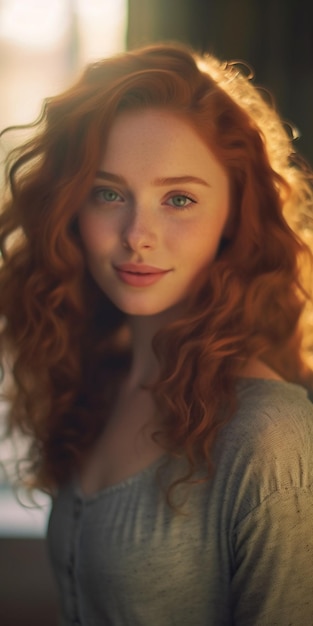 A girl with red hair