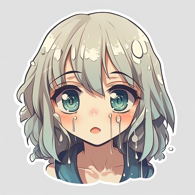 Sad Anime Girl Cartoon Face Stock Illustration 2310233801