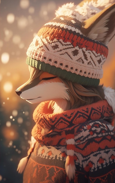 a girl with a scarf that says fox on it