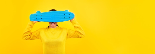 Girl with skateboard panoramic