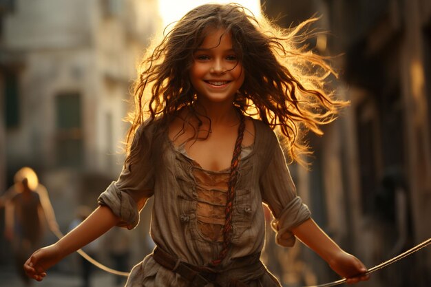 Photo girl with skipping rope