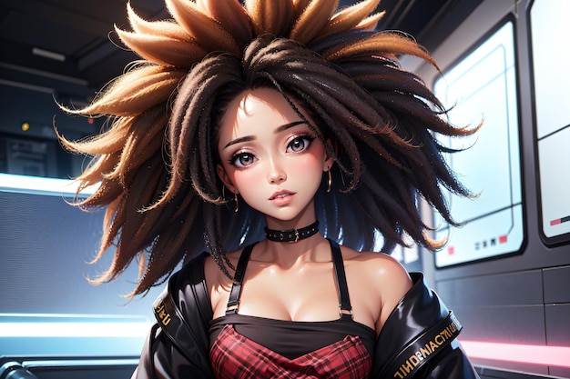 a girl with spiked hair