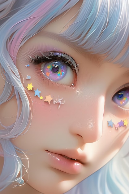 A girl with stars on her eyes