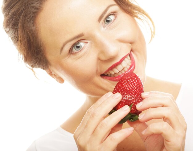 Girl with strawberry