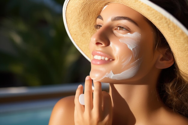 Photo girl with sunblock on her face