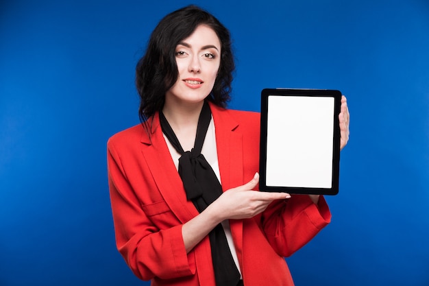 Girl with a tablet in hands