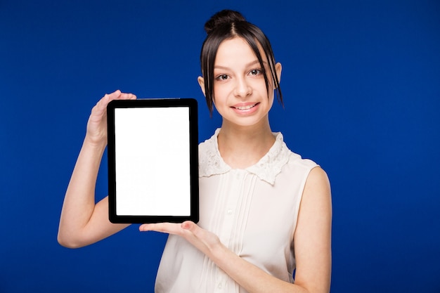 Girl with a tablet in hands