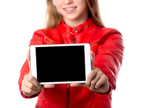 Girl with a tablet