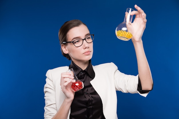 Girl with test tubes