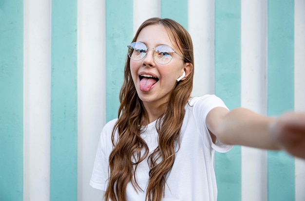 Girl with tongue out