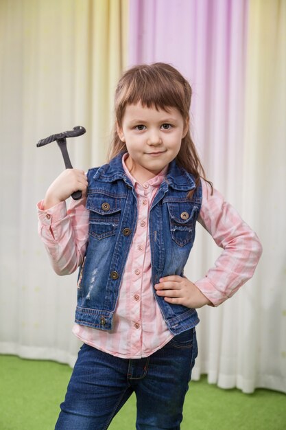 Girl with toy mustache