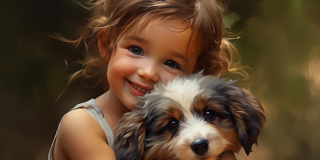 Photo a girl with two puppies and a dog