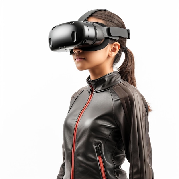 Photo a girl with vr technology