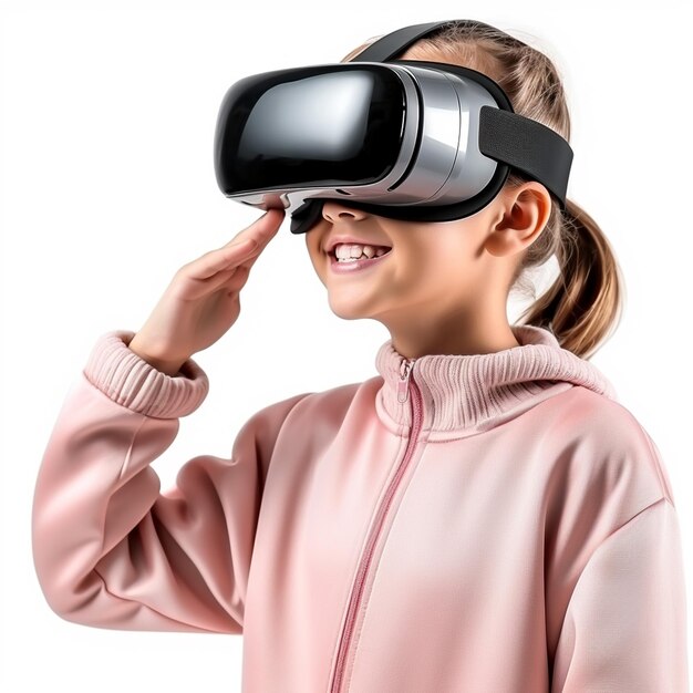 Photo a girl with vr technology