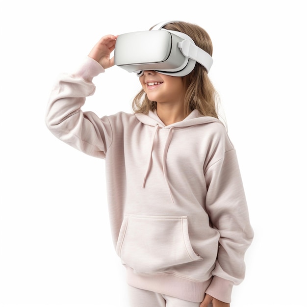 Photo a girl with vr technology