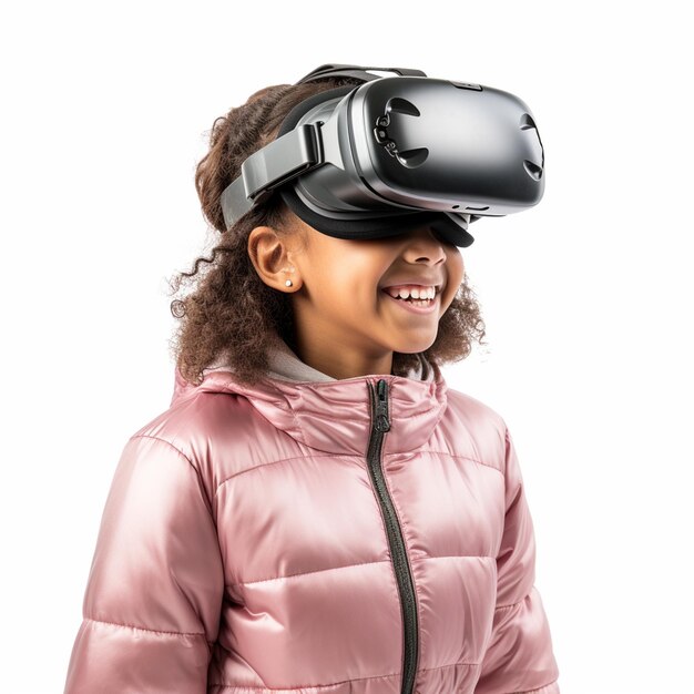 Photo a girl with vr technology