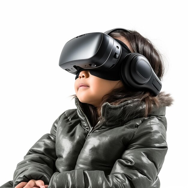 Photo a girl with vr technology