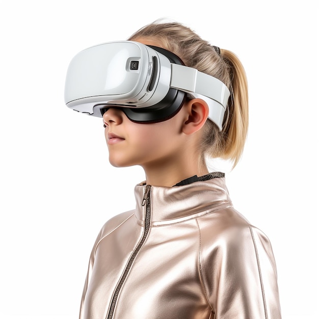 Photo a girl with vr technology